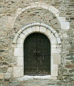 Portal of the Romanesque church of Saint-Saturnin de Montesquieu-des-Albères, 12th ctry., Roussillon, France
